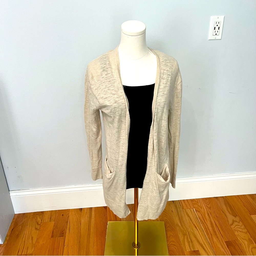 Madewell Summer Ryder textured cotton blend open cardigan sweater XXS oatmeal